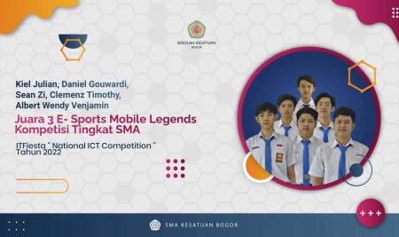 Juara 3 E- Sports Mobile Legends Kompetisi Tingkat SMA ITFiesta ” National ICT Competition ” Tahun 2022